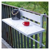 Katlanabilir balkon bar masası korkuluk için – yerden tasarruf sağlayan dış mekan masası, yüksekliği ayarlanabilir teras masası, bahçe raylı asma masası (beyaz, U 60 x G 30 cm / U 23,6 x 11,8 inç)