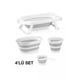 Katlanabilir Banyo Seti Gri 4 lü Set