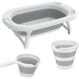 Katlanabilir Bebek Küveti Seti - Ergonomik, Yer Kaplamaz Banyo Kovası ve Maşrapası - Çok Renkli