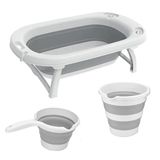 Katlanabilir Bebek Küveti Seti - Ergonomik, Yer Kaplamaz Banyo Kovası ve Maşrapası