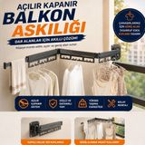 Katlanabilir Çamaşır Kurutma Askısı Duvara Monte Kurutmalık Balkon Çamaşır Askılığı Açılır Kapanır - Antrasit