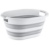 Katlanabilir Çamaşır Sepeti, 25 Litre, Gri-Beyaz