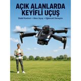 Katlanabilir Çift Kameralı Drone ile Havadan Fotoğraf ve Video Çekimi - Lisinya - Siyah