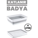 Katlanabilir Çok Amaçlı Badya Leğen, Gri, Pratik ve Hafif Çeyiz Seti - Antrasit - Seçenek 1