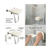 Katlanabilir Engelli Duş Oturağı - 304 Kalite Paslanmaz Çelik, Duvara Monte Yaşlı ve Bedensel Engelli Banyo Taburesi, Duş Oturak - Ahşap - Option-1