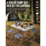 Katlanabilir Kamp Masası 4 Tabure Seti Taşınabilir Alüminyum Gövdeli Piknik Masası