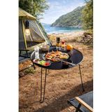 Katlanabilir Kamp Masası, Izgaralı Mangal Özellikli, Taşınabilir Outdoor Piknik Masası, Siyah, Yuvarlak