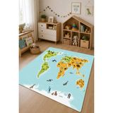 Katlanabilir Kılıf Hediye Oyun Matı Halı Türkçe Kelime Öğrenme Çocuk Bebek Odası - Turkuaz - 120 x 140 cm