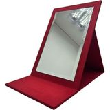 Katlanabilir Kırmızı Deri Kumaş Takı ve Makyaj Aynası 31X31 cm - Açık Gri