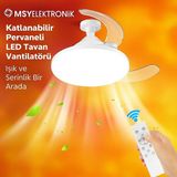 Katlanabilir LED Tavan Vantilatörü – Sessiz, Akıllı ve Kumandalı Aydınlatma 22.5'' - Beyaz