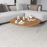 KATLANABİLİR METAL AYAKLI AHŞAP YER SOFRASI TEPSİ SİNİ KAHVERENGİ DESEN 100 CM