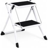 Katlanabilir Metal Basamaklı Tabure Merdiven, 2 Basamaklı Kaymaz Yüzeyli 150 kg Kapasiteli Kompak - Çok Renkli