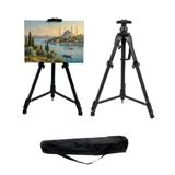 Katlanabilir Metal Tripod Şövale - Kollu Yükseklik Ayarlı, Su Terazili, Pusulalı, Siyah