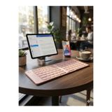 Katlanabilir Mini Bluetooth Klavye - Taşınabilir Pembe Kablosuz Tablet ve Telefon Klavyesi Pembe Tek Ebat