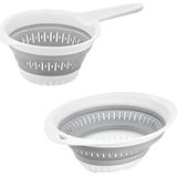 Katlanabilir Süzgeç Seti, 40 cm Yuvarlak ve 30,5 x 14 cm Saplı, Bpa Içermeyen, Beyaz ve Gri, 2'li