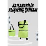 Katlanabilir Tekerlekli Çantalı Çarşı Pazar Arabası Alışveriş Çantası Piknik Çantası