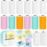 Katlanabilir Termal Yazıcı Kağıdı - 6 Renkli ve 8 Beyaz Etiket Rulo, 50mm x 3.5m Kendinden Yapışkanlı Termal Kağıt, Silinmeye Dayanıklı, Ev Ofis İçin Güçlü Yapışkanlı Kendinden Yapışkanlı Termal Kağıt