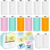 Katlanabilir Termal Yazıcı Kağıdı - 6 Renkli ve 8 Beyaz Etiket Rulo, 50mm x 3.5m Kendinden Yapışkanlı Termal Kağıt, Silinmeye Dayanıklı, Ev Ofis İçin Güçlü Yapışkanlı Kendinden Yapışkanlı Termal Kağıt