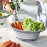 Katlanabilir Yuvarlak Süzgeç, Gri, 6.5 Litre, 39x31x13 cm, Bulaşık Makinesinde Yıkanabilir, Sebze Meyve Makarna için