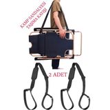 Katlanır 2 Adet Kamp Piknik Sandalyesi Taşıma Kayışı Plaj Şemsiyesi Fonksiyonel Taşıma Kemeri - 6456 Ecorce Tube Marron - Polyester