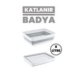 Katlanır Badya Leğen Akordiyon Katlanabilir Çok Amaçlı Badya Çeyiz Seti Plastik Gri Tr