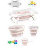 Katlanır Bebek Küvet Seti 7 Parça (Pembe) - Çok Renkli