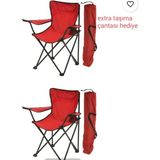 Katlanır Çantalı Kamp Sandalyesi Piknik Sandalyesi Rejisör Sandalyesi 2ADET Kırmızı - 6456 Ecorce Tube Marron - Polyester