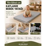 Katlanır Çocuk Yatağı Sünger Yer Yatağı Oyun Minderi Taşınabilir 70X120X6 Cm-Gri - 70 x 120 cm