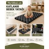 Katlanır Çocuk Yatağı Sünger Yer Yatağı Oyun Minderi Taşınabilir 70X120X6 Cm-Karaçatı - 70 x 120 cm