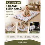 Katlanır Çocuk Yatağı Sünger Yer Yatağı Oyun Minderi Taşınabilir 70X120X6 Cm-Marin - 70 x 120 cm