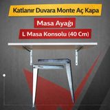 Katlanır Duvara Monte L Masa Konsolu Ayağı, 40 cm