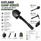 Katlanır Kamp Küreği 3’Ü 1 Arada Çok Amaçlı Kazma Çapa Testere Çok Amaçlı El Aleti