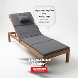 Katlanır Kamp Matı Şezlong Minderi Taşınabilir Kamp Yatağı Su Itici Kumaş 180x60x2 Gri (Gri)