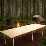 Katlanır Kamp, Piknik ve Bahçe Masası 75X228 cm - Ham Naturel Renk - Çok Renkli