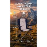 Katlanır Kamp Sandalyesi 140 Kg Taşıma Kapasiteli Bardaklıklı Taşınabilir Sandalye Lacivert