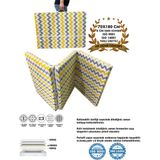 Katlanır Kamp Yatağı Çadır Yatağı Sünger Yatak Fermuarlı 70X180 cm 6 Cm-Sarı Gri Zikzak - Çok Renkli