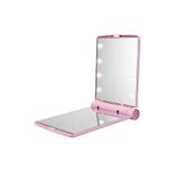 Katlanır Mini Işıklı Makyaj Aynası Cep Çanta Aynası 8 LED Pilli(23A 12V Pil Dahildir) Pembe Pembe 10 x 10