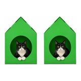Katlanır Plastik Kedi Evi, Sokak Hayvanları Için Yeşil Renkli Tasarım - 02-Gri