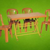 Katlanır Plastik Masa Sandalye Takımı - Masa + 4 KOLSUZ SANDALYE