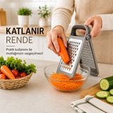 Katlanır Rende Ayrılabilir 2 Parçalı Çift Fonksiyonlu Kompakt Tasarım Pratik Mutfak Rendesi Sariva Home - Gri