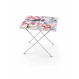 Katlanır Sehpa, Cupcake Desenli, Metal Ayaklı, Ahşap Yüzey, 50x40 cm, Yükseklik 58 cm, Modern Stil, Dikdörtgen
