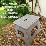 Katlanır Tabure Taşınabilir Lüks Plastik Kamp Banyo Mutfak Tabure 150KG 23X28X26,5CM - Krem