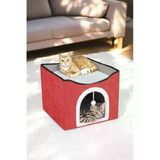 Katlanır Taşınabilir Çok Fonksiyonlu Kedi Evi Yatağı - Kırmızı