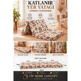 Katlanır Yer Yatağı 70X180X8 cm ve Tek Kişilik Sünger Katlanır Minder Yatak 8 CM-70X180 Cm-Ingiliz Gülü - 70 x 180 cm