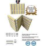 Katlanır Yer Yatağı Ve Tek Kişilik Sünger Katlanır Minder Yatak 70x180 Cm 6 Cm Sarı Gri Zikzak