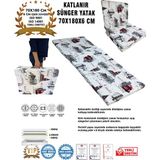 Katlanır Yer Yatağı ve Tek Kişilik Sünger Katlanır Minder Yatak 70X180X6 Cm-Istanbul - Çok Renkli - 70 x 180 cm