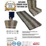 Katlanır Yer Yatağı ve Tek Kişilik Sünger Katlanır Minder Yatak 70X180X6 Cm-Leopar - 70 x 180 cm