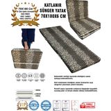 Katlanır Yer Yatağı ve Tek Kişilik Sünger Katlanır Minder Yatak 70X180X6 Cm-Leopar - Çok Renkli - 70 x 180 cm
