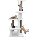 Katlı Büyük Boy Kedi Tırmalama Tahtası Jüt Ipli Welsoft Kumaşlı Oyun Alanı - Beyaz