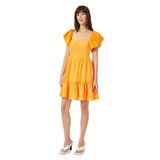 Katlı Mini Elbise Kolları Fırfırlı Modal Karışımlı